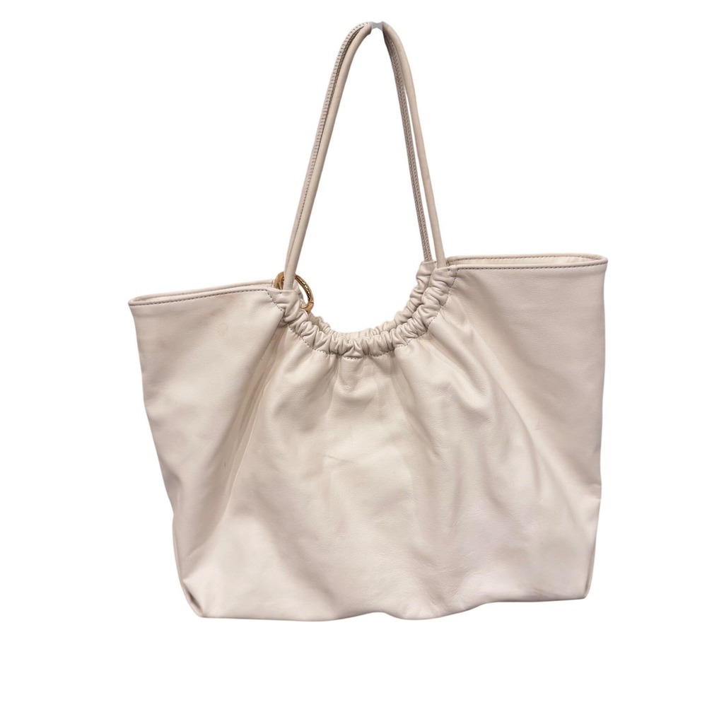LDT Lily Tote Bag White‎ Nappa Leather Pink Inside Preloved 18x12x5 Slouchy$298 - Picture 11 of 16
